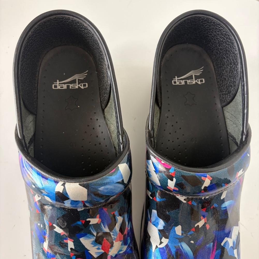 Dansko Professional Clogs Women's 41 (US 10–10.5 )Blue Abstract Patent Nursing - Picture 2 of 5